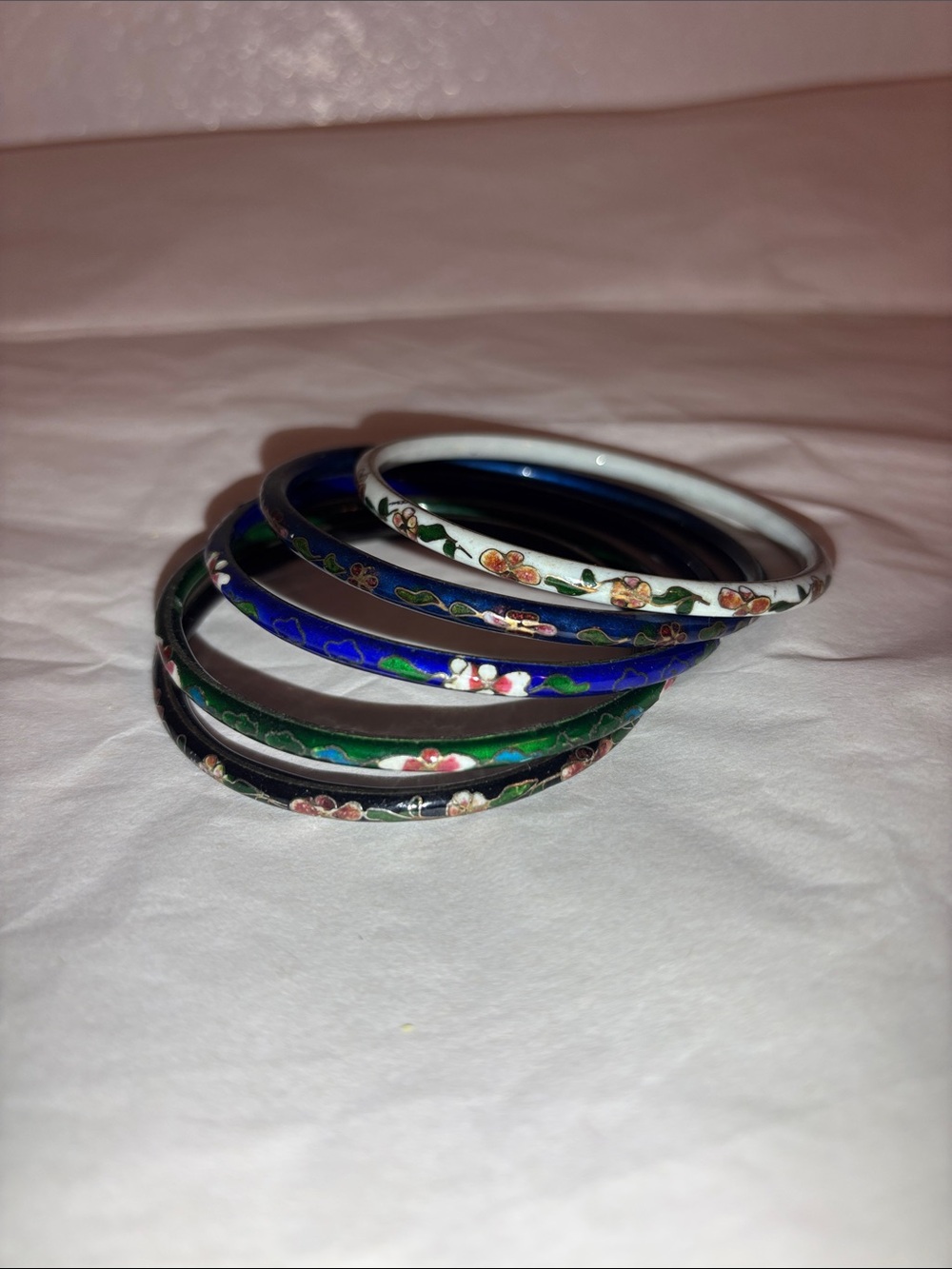 Vintage Cloisonné Bangle Set of 5